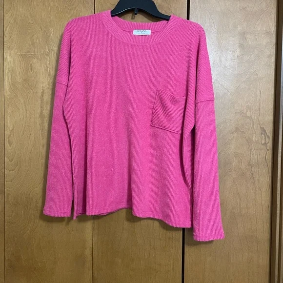 Zenana Pink and Blue Ribbed Sweaters - Picture 4 of 5